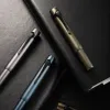 Pennen Hongdian M2 Mini Korte Fountain Pen Aluminium Legering Metaal Pocket Portable Writable Pen EF/F NIB met converterpenset