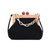 Drawstring Acrylic Chain Women's Handbag 2024 Winter Plush Clip Bag Fashion Simple Shoulder Diagonal Brand Design Female Crossbody Bags