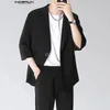 Casual Well Fiting Tops Incerun Mens Simple Solid AllMatch Blazer Fashionable Male Short Sleeve Suit S5xl 240407