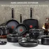 Utensílios de cozinha definem lism t-fall ultimate hard anodizado conjunto antiaderente de 17 peças e panelas lava-louças preto preto