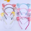 24pcs Sequin Cat Ears Band Band Girls Beautiful Hair Accessoires pour la décoration de fête quotidienne Halloween 240417