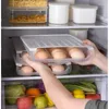 Storage Bottles Egg Box Single Layer With Lid Auto Roll Plastic Transparent Case Large Capacity Refrigerator Preservation