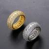 Nuevos anillos de hip hop unisex 18K Gold con cinco filas de anillos de diamantes S925 Personalización de joyas de plata