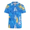 Koszulka z kreskówek na polo polo Polo dla mężczyzn Summer 3D Print Hawaiian Short Rleeves T-shirt guziki streetwearne Koszulki