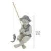 Acessórios estátua de jardim Gone Fishing Boy Yard Ornaments Resina Fisherman Funny Lawn Sculpture Home Decoration Support DropShipping