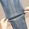 Women's Jeans Vintage High Waist Light Blue Single Breasted Women Black Distressed Denim Pant Slim Pencil Streetwear Long Trousers