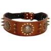 Hållbar läderhundkrage Cool Spiked Studded Pet Dogs -krage justerbara för medelstora Pitbull L XL 240418