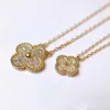 2024 Designer Four-leaf 925 Pure Silver Plated 18k Rose Gold Lucky Clover Full Diamond Necklace Womens Mini Small Crowd Chain