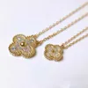 2024 Designer vier-blad 925 Puur verzilverde 18K Rose Gold Lucky Clover Full Diamond Necklace Dames Mini Kleine Crowd Chain