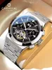 Montre-bracelets Carnaval Top Tourbillon Sport Watch for Men Automatic Mething Watchs Imperproof Silver Silver Grey Dial 2024