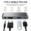 Hubs USB C Hub Typec Mobile Pro Hub -adapter med USBC PD -laddning 4K HDMI USB 3.0 3.5mm Jack för 2020/2018 iPad Pro MacBook Pro