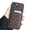 Designer telefoonhoes voor iPhone 15 14 Pro Max Leather, Luxury iPhone Case 15 14 Plus 13 12 Pro For Women Men Men Shockproof Anti-Drops Wallet Cover met kaarthouder