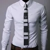 Camicie a quadri da uomo abbigliamento da uomo solido a scacchi manica lunga camicia bianca sottile per chimica sociale maschile homme abbigliamento 240415