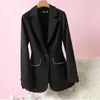 Damespakken 2024 Autumn Spring Basic Blazer Woman Suit jas Kleding Knop Mode Solid slanke vrouwelijke aankomst Coats overtuigen