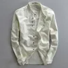 Mens Cotton Linen Shirts Long Sleeve Casual Slim Mandarin Collar Shirts High Quality Men Business Cotton Dress Shirts TS-187 240418