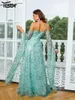 Casual Dresses Yesexy Green Luxury Sequins Celebrity Dress Sexig Spaghetti Rem A-Line Glitter Lady Prom Party Gown Evening