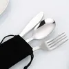 Dinnerware Sets Stainless Steel Tableware Outdoor Household Frosted Knife And Fork Spoon Chopsticks Travel Camping Portable Set