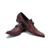 Dress Shoes Italiaanse mannen Leather Red Trouwfeest Puntige teen Flats Classic Formele Sapato Social Size 47 Loafers