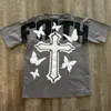 2024 American Hiphop Loose Overized Tshirt Gothic Skull Pattern Tryckt retro trendig casual Harajuku -skjorta för kvinnor 240417