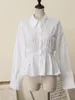 Camicette femminili mini minimalista camicia a maniche lunghe a maniche lunghe in pizzo