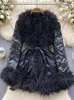 Женские куртки 2024 зимняя мода черная меховая воротник