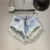 Women's Shorts 2024 Summer New Fashion Low Waist Denim Shorts Women Tassel Jeans Short Pants Washed Blue Short Bottoms Pants Female Y240420