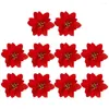 Decorative Flowers 10 PCS Christmas Flower Artificial For Decor Decorate Home Xmas Fake Sequin Cloth Simulation