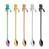 Bello simpatico gatto a forma inossidabile cucchiaino da caffè in acciaio da cucchiaio da cucchiaino dessert scoop gelati mini cucchiai strumenti da cucina da cucina utensili da cucina