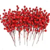 Flores decorativas de 10/30pcs simulação berry reutilista de cor brilhante artificial ornamento de natal vermelho para casa