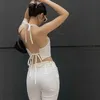 Tanks de mujer Camis Xingqing Tops de cultivo de cabestro blanco 2022 Summer Slveless Slim Basic T Shishs Mujeres elegantes de moda coreana TS y240420