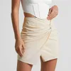 Skirts Womens Summer Light High Waist Cotton Linen Mini Skirt New Solid Color Zipper Irregular Half Skirt plus Size Boho Mini Skirt Y240420