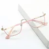 Solglasögon Metal Cat-Eye Half-rimmade glasögon Kvinnors trend Thin Frame Frames Retro Anti-Blue Light Fashion Wear Måstil Simple