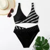 2024 Halter Bikini Set Short Swimsuit Women High Waist Swimwear Female Printed Bathers Swimming Bathing Swim Suit Beachwear 240418