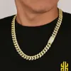 Bijoux hip hop krkc 12 mm 14k 14k plaque à or 5a Bracelet Collier cubain glacé chaîne de vêtements pour hommes