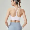 Yoga underkläder designer kvinnor toppkvalitet lyxmode sommarprodukt y-formad skönhet bakåt insida kopp fast färg v-formad hängande nackstyrka bh sportbh