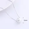 Pingentes pekurr 925 prata esterlina 12mm brilho redondo colar de pérola branca para mulheres cadeia de jóias finas