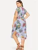 Casual Dresses Women Dress Big Size L-4XL Fashion Print Fat Ladies Skirt