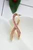 Pink Rhinestone Bowtie Brosches Ribbon Breast Cancer Awareness Lapel Pin Brooch Emalj Pinlapel knappar Märken smycken2577360