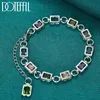 Chain DOTEFFIL Silver Color Square inlaid With Multi-color AAA Zircon Bracelet Chain For Woman Engagement Party Wedding Jewelry Y240420