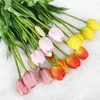 Decoratieve bloemen Siliconen Tulp Simulatiekamer Decor Artificial for Wedding Decoration Soft Adhesive Pu Fake Bouquet