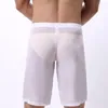 UNDUPTS MEN U DAVLEYİCİ KOLU BULUS OUT Uzun Boksörler Nefes Alabilir Ultra-İnin Boksör Şortu Seksi Şeffaf İç Çamaşır Boş Zaman Giyim Pijamaları