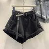 Pantalones cortos de mezclilla mm mm de gran tamaño para mujer diseño delgado de verano de la pierna recta de la niga alta y adelgazante de la pierna ancha de pierna caliente