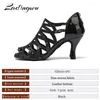 Dansskor Ladingwu Kvinnor Rhombus Hollow Design Boots Latin Salsa Woman Party Ballroom Balck Glitter