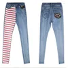 Jeans féminins drapeau américain rayures rouges skinny patchwork pantalon crayon femme streetwear extensible y2k pantalon