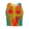 Women's Tanks Colorful Fluid Painting Body Art Thermal Sensing Female Crop Top Sexy 3D Printing Summer Sleeveless Woman Clothing Y2K Vest