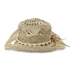 Angelica Hand-woven Western Cowboy Hat Salty Grass Natural Straw Hat Sun Visor for Women Men Fashionable with Belt 240412