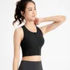 Lu Yoga Underwear Designer Women Top Quality Luxury Fashion Strands Sports Bra Chest Pads裸のフロントジッパーショックプルーフランニングフィットネスタンク