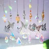 Figurines décoratives cristal windchimes capteur de soleil argent papillon suspendu bijoux arc-en-ciel de la maison