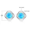 Studörhängen Cinily Created Blue Fire Opal Silver Plated Wholesale Sell for Women Summer Jewelrys Earring 11mm OH2762