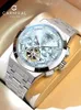 Montre-bracelets Carnaval Top Tourbillon Sport Watch for Men Automatic Mething Watchs Imperproof Silver Silver Grey Dial 2024